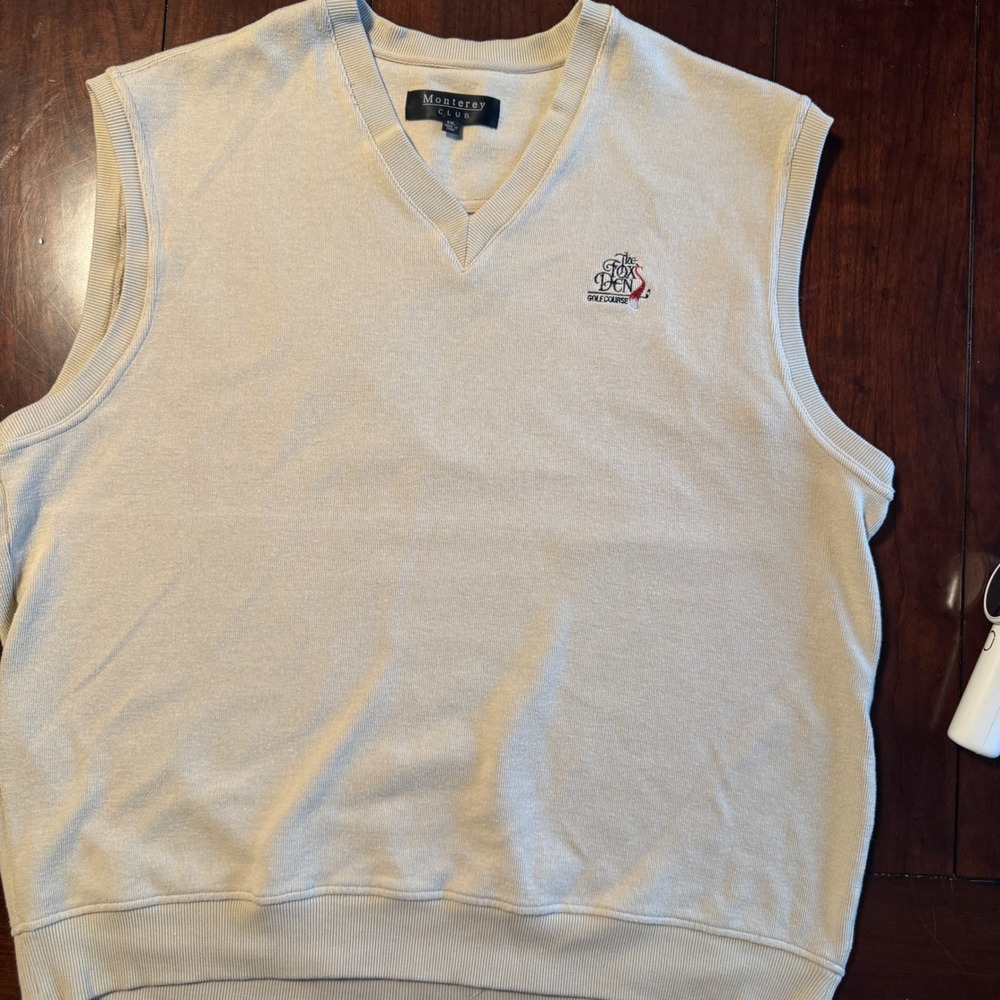 Monterey Club Golf Vest XXL Tan The Fox Den Golf‎ Course Sleeveless Sweater
